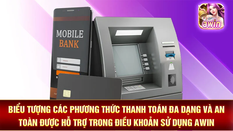 Biểu tượng các phương thức thanh toán đa dạng và an toàn được hỗ trợ trong điều khoản sử dụng AWIN.