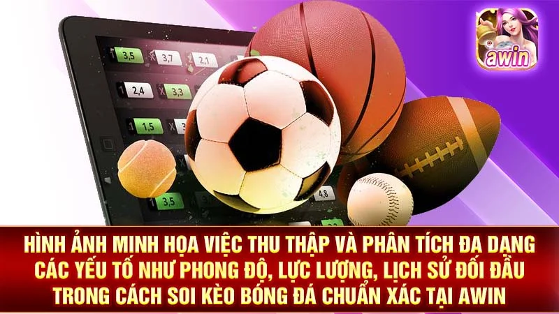Hình ảnh minh họa việc thu thập và phân tích đa dạng các yếu tố như phong độ, lực lượng, lịch sử đối đầu trong cách soi kèo bóng đá chuẩn xác tại AWIN.