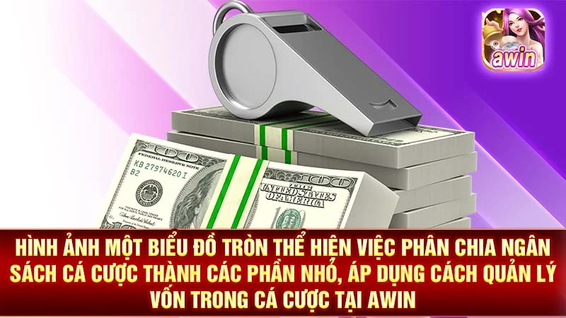 Hình ảnh một biểu đồ tròn thể hiện việc phân chia ngân sách cá cược thành các phần nhỏ, áp dụng cách quản lý vốn trong cá cược tại AWIN.